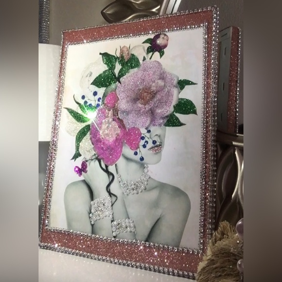 A DIY POP ART Flower Girl Bling Print on Canvas 8 by 10 Photo on 9 by 12 Canvas. - Picture 3 of 4